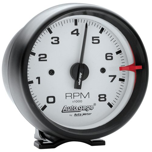 AUTO GAGE 3-3/4″ PEDESTAL TACH8000RPM, WHITE FACE, BLACK CUP