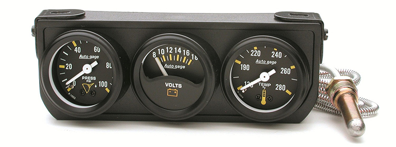 3 GAUGE CONSOLE, 1-1/2" BLACK OIL, VOLTS, WATER, MECHANICAL