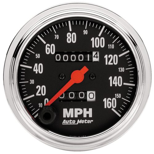 TRAD CHROME 3-3/8″ SPEEDOMETER160MPH, MECHANICAL, TRIP METER