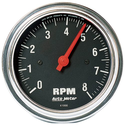 TRAD CHROME 3-3/8″ TACHOMETER 8000RPM, IN DASH