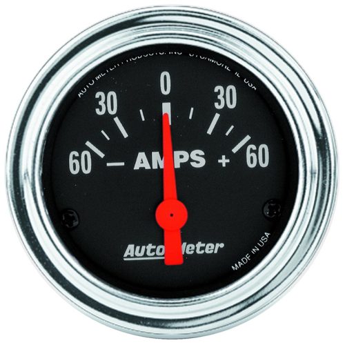 TRAD CHROME 2-1/16″ AMMETER   +/-60AMPS, SHORT SWEEP ELECT.