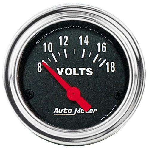 TRAD CHROME 2-1/16″ VOLT METER8-18 VOLTS, SHORT SWEEP ELECT.