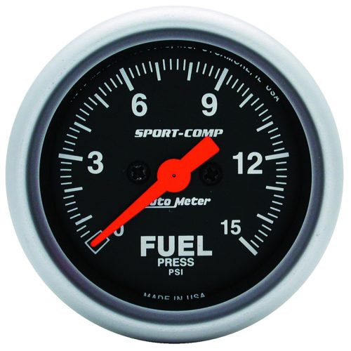 SPORT-COMP 2-1/16″ FUEL PRESS 0-15PSI, FULL SWEEP ELECTRIC