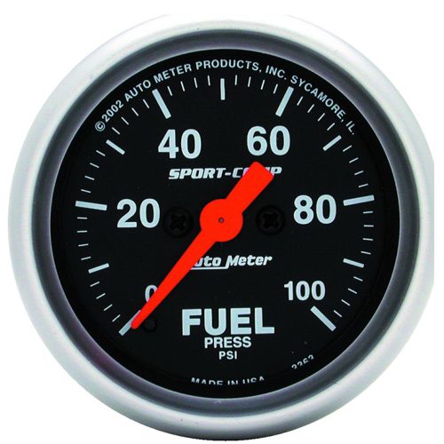 SPORT-COMP 2-1/16″ FUEL PRESS 0-100PSI, FULL SWEEP ELECTRIC