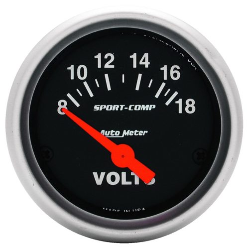 SPORT-COMP 2-1/16″ VOLT METER 8-18 VOLTS, SHORT SWEEP ELECT.