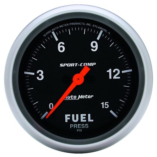 SPORT-COMP 2-5/8″ FUEL PRESS  0-15PSI, FULL SWEEP ELECTRIC