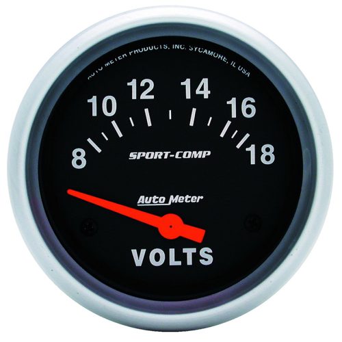 SPORT-COMP 2-5/8″ VOLT METER  8-18 VOLTS, SHORT SWEEP ELECT