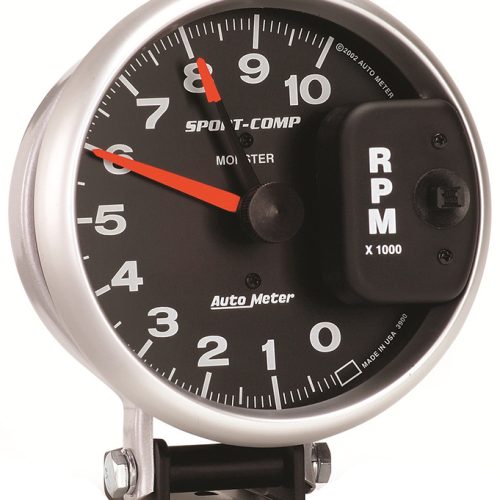 SPORT-COMP 5″ TACHO 10,000RPM PEDESTAL MOUNT W/ ADJ POINTER