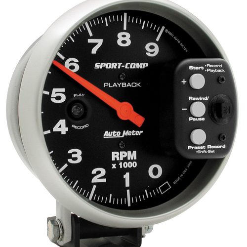 SPORT-COMP 5″ TACHO 9,000RPM  PEDESTAL MOUNT, PLAYBACK