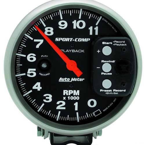 SPORT-COMP 5″ TACHO 11,000RPM PEDESTAL MOUNT, PLAYBACK