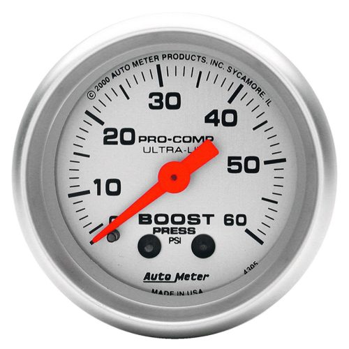 ULTRA-LITE 2-1/16″ BOOST GAUGE0-60PSI, MECHANICAL, 10FT