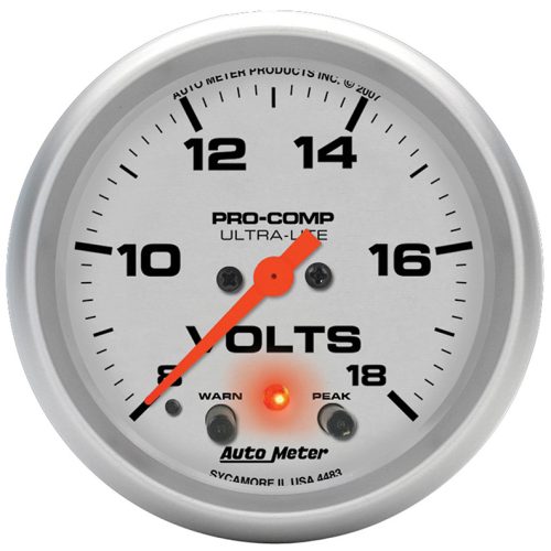 ULTRA-LITE 2-5/8″ VOLT METER  8-18V, FS ELECT, PEAK & WARN