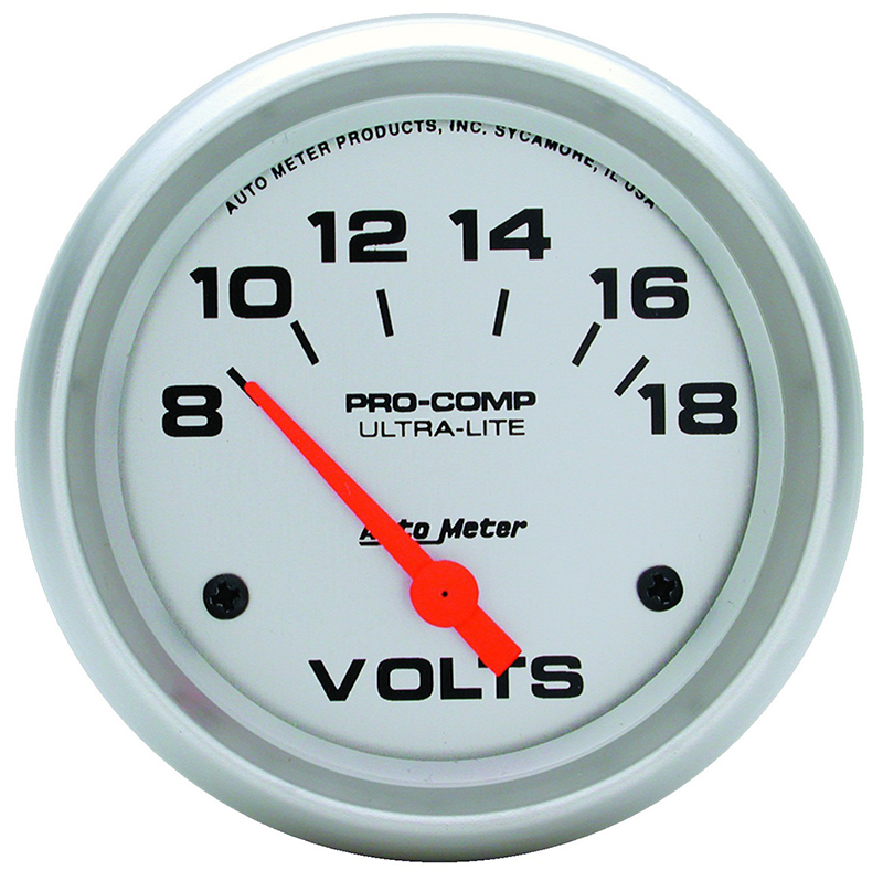 ULTRA-LITE 2-5/8" VOLTMETER 8-18 VOLTS, SHORT SWEEP ELECT.