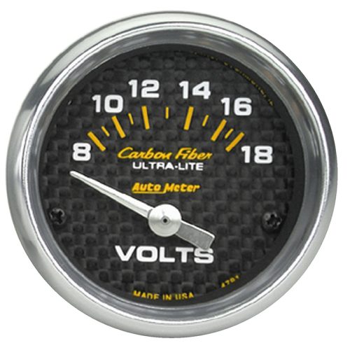 CARBON FIBER 2-1/16 VOLTMETER 0-18 VOLTS, SHORT SWEEP ELECT