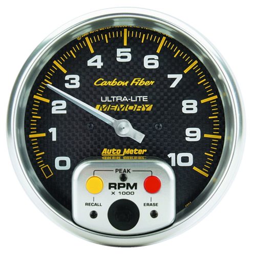 CARBON FIBER 5″ TACH 10,000RPMIN DASH, MEMORY RECALL