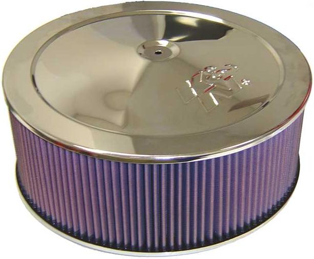 14 X 5 AIR FILTER ASSEMBLY 5-1/8 NECK,FLAT BASE,CHROME