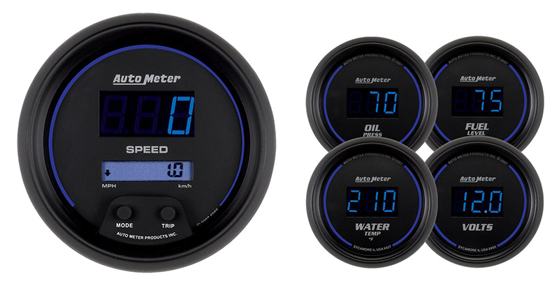 COBALT DIGITAL 5 PIECE KIT 3-3/8" SPEEDO, 2-1/16" GAUGES