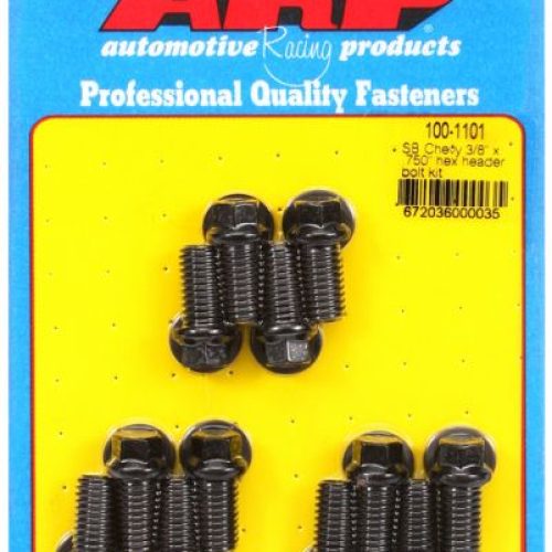 SB CHEV 350 HEADER BOLTS BLK  HEX 3/8 UNC 12PCS  .750 UHL