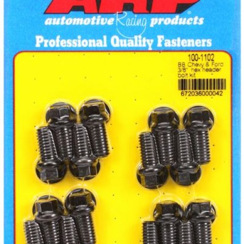 BB CHEV FORD HEADER BOLTS BLK HEX 3/8 UNC 16 PCS  .750 UHL