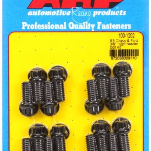 BB CHEV FORD HEADER BOLTS BLK 12PT 3/8 UNC 16 PCS .750 UHL