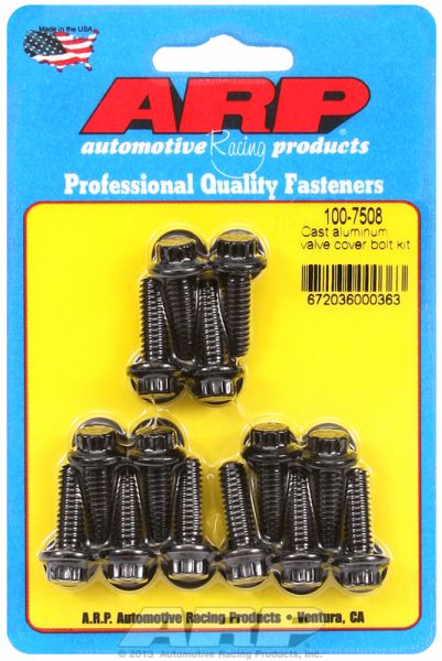 VALVE COVER BOLTS, 1/4-20 (14)BLK 12PT CAST ALUMINIUM COVERS
