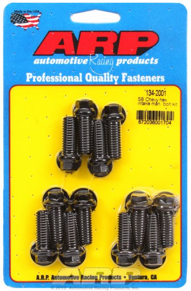SB CHEV 350 INTAKE MANIFOLD BOLTS EARLY BLK HEX