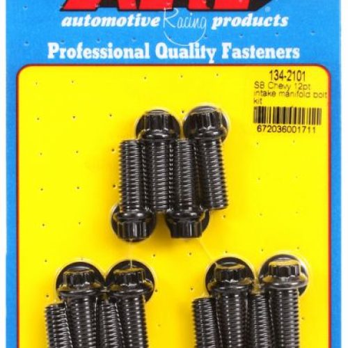 SB CHEV 350 INTAKE MANIFOLD BOLTS EARLY BLK 12PT