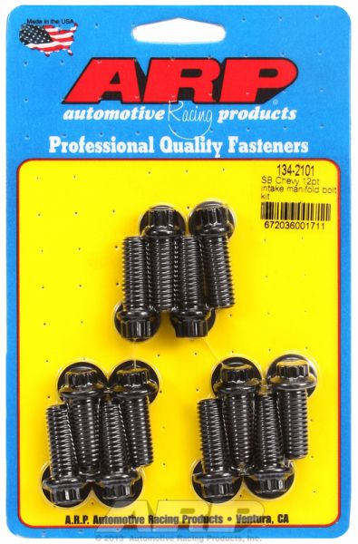 SB CHEV 350 INTAKE MANIFOLD BOLTS EARLY BLK 12PT