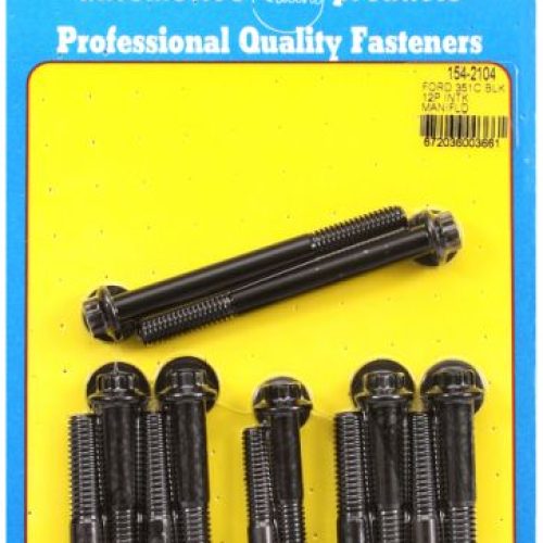 FORD 302 351C CLEVELAND INTAKEBOLTS BLK 12PT