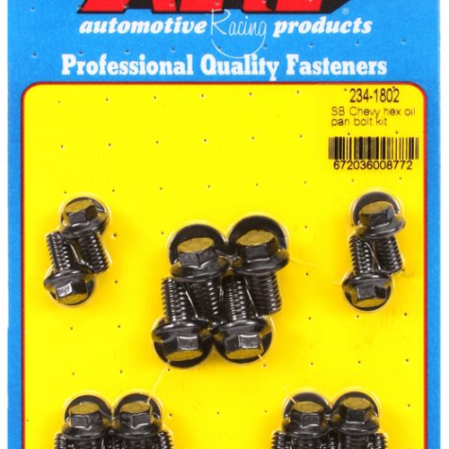 SB CHEV 265 350 400 OIL PAN   BOLTS HEX BLK STD CORK GASK.
