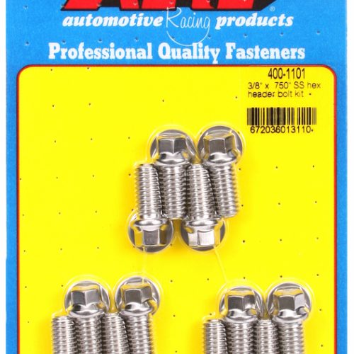 ARP HEX HEADER BOLTS, S/LESS  12PK 3/8 .750UHL