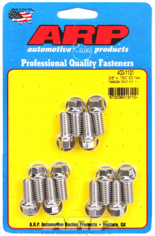 ARP HEX HEADER BOLTS, S/LESS 12PK 3/8 .750UHL