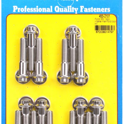 INTAKE MANIFOLD BOLTS, FORD BBBBF 429 460, STAINLESS, 12-PT
