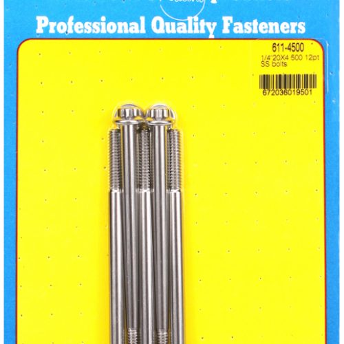 SS 12PT BOLTS 1/4″ UNC x 4.50″5/16″ WRENCH (5-PACK) 1/4-20
