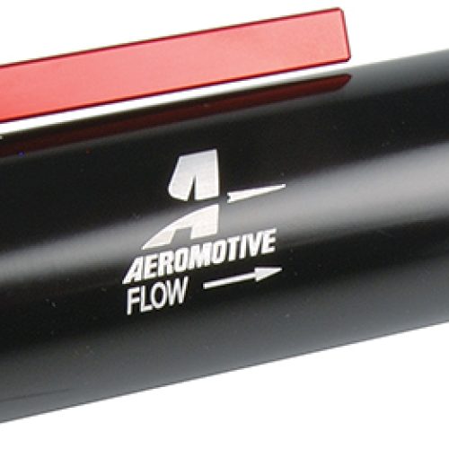AEROMOTIVE FUEL FILTER W/SHUT OFF -10 ORB 100 MIC. 7.38 x 2″