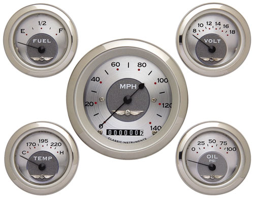 CLASSIC ALL AMERICAN 5 GAUGE SET SILVERSERIES 3-3/8,2-1/8