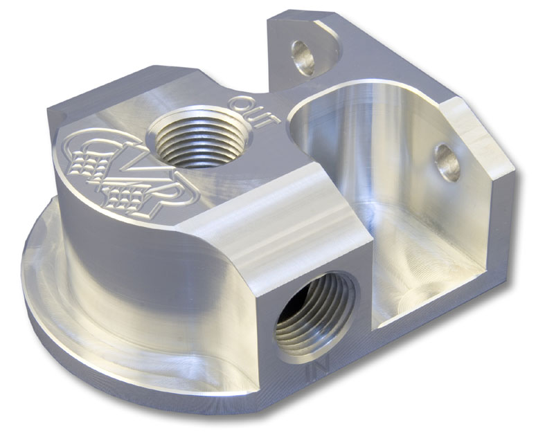 CVR BILLET OIL FILTER MOUNT FIRE WALL MOUNT 1/2" NPT CHEV