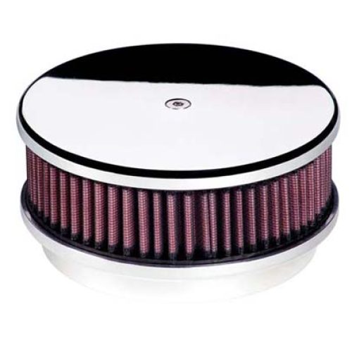 BILLET AIR CLEANER ROUND 6-3/8SMOOTH POLISHED W/KN ELEMENT