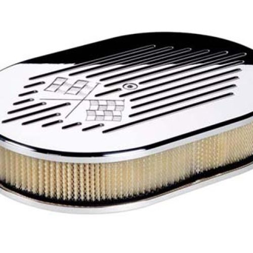 MILLED GM FLAG SMALL OVAL AIR FILTER POLISH 11-7/8LX8-3/8WX3