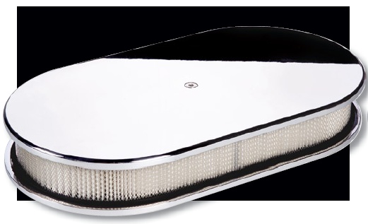 PLAIN LARGE OVAL AIR CLEANER SINGLE - POLISHED BILLET ALUM