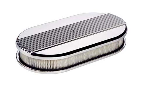 RIBBED AIR CLEANER LARGE OVALPOLISHED 15LX8-1/2WX3H