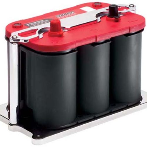 BILLET BATTERY MOUNT OPTIMA   POLISHED LARGE BATTERY 34/78