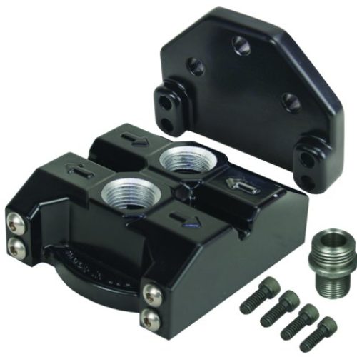 REMOTE FILTER MOUNT, 3/4″-16  -10AN ORB TOP PORTS, BLACK
