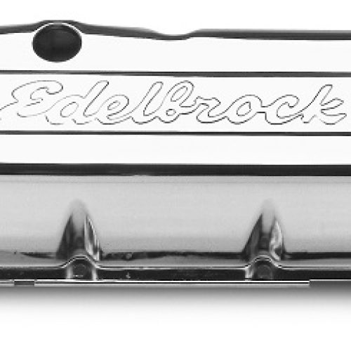 TALL CHROME VALVE COVERS, BBC W/LOGO, BB CHEV