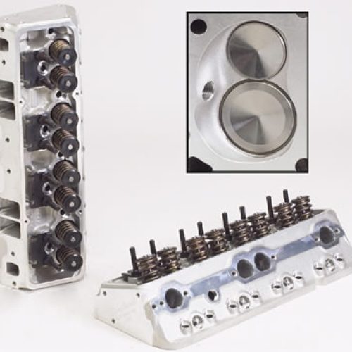 SB CHEV PERFORMER RPM HEADS   64CC, STRAIGHT PLUG, COMPLETE