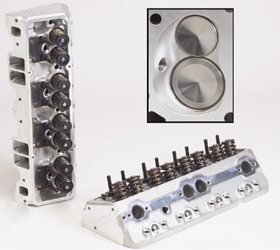 SB CHEV PERFORMER RPM HEADS 64CC, STRAIGHT PLUG, COMPLETE