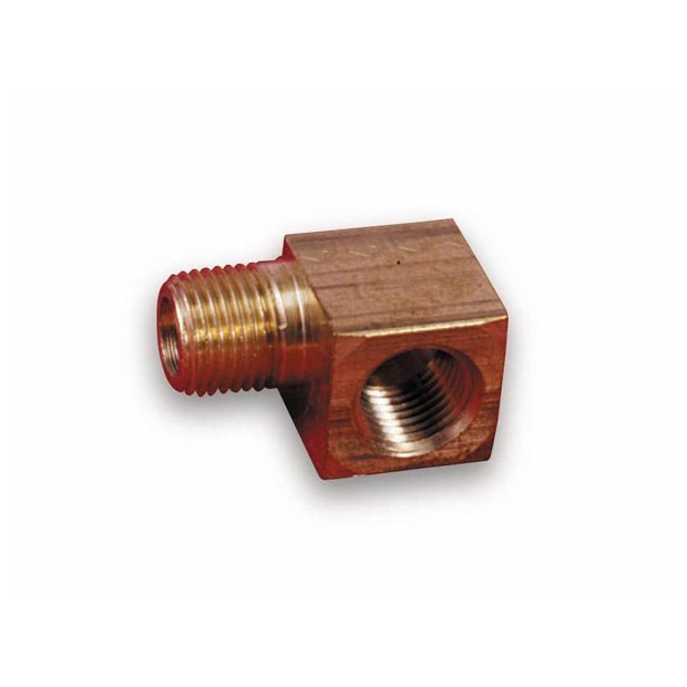 1/8 NPT 90 DEG FUEL PRESSURE GAUGE FITTING.