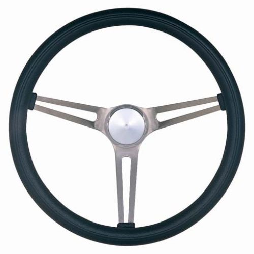 GRANT GM OFFICIAL CLASSIC 15″ CHEV HORN BUTTON BLACK LEATHER