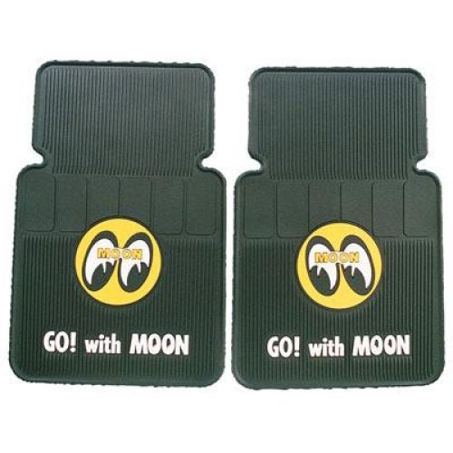 MOON RUBBER FLOOR MATS PR BLACK W/EYES LOGO