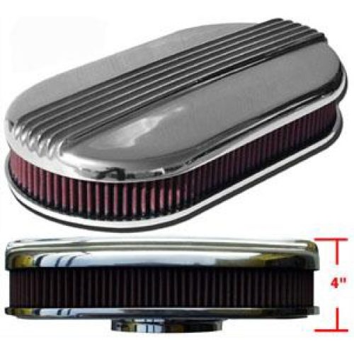 MOON OVAL FINNED AIR CLEANER ALUM POLISH SINGLE 4BBL 15X8X3